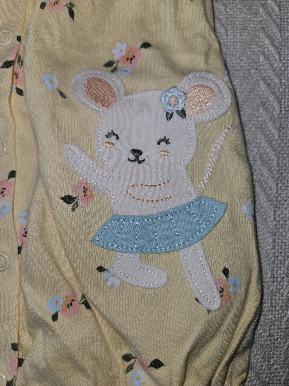 Carter's Yellow Floral Infant Romper with Pink Bow Accents